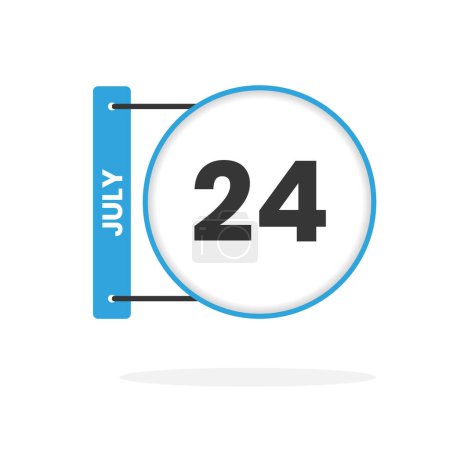 Téléchargez les illustrations : 24 juillet icône du calendrier. Date, Mois calendrier icône vectoriel illustration - en licence libre de droit