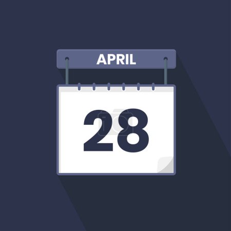 Téléchargez les illustrations : Icône calendrier du 28 avril. 28 avril calendrier Date Mois icône vecteur illustrateur - en licence libre de droit