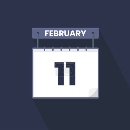 Illustration for 11th February calendar icon. February 11 calendar Date Month icon vector illustrator - Royalty Free Image