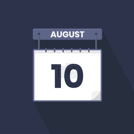 Téléchargez les illustrations : Icône calendrier du 10 août. 10 août calendrier Date Mois icône vecteur illustrateur - en licence libre de droit