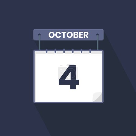 Illustration for 4th October calendar icon. October 4 calendar Date Month icon vector illustrator - Royalty Free Image