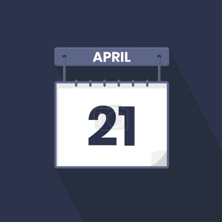 Illustration for 21st April calendar icon. April 21 calendar Date Month icon vector illustrator - Royalty Free Image