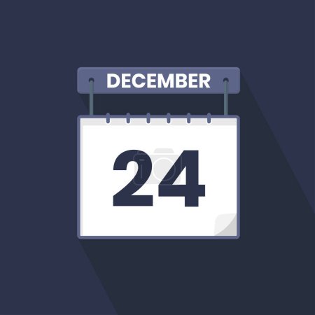 Ilustración de Icono del calendario del 24 de diciembre. 24 de diciembre calendario Fecha Mes icono vector ilustrador - Imagen libre de derechos