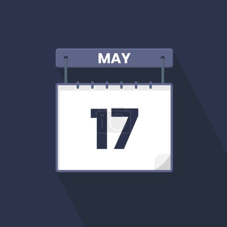 Illustration for 17th May calendar icon. May 17 calendar Date Month icon vector illustrator - Royalty Free Image