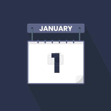 Illustration for 1st January calendar icon. January 1 calendar Date Month icon vector illustrator - Royalty Free Image