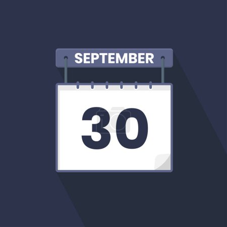 Ilustración de Icono del calendario del 30 de septiembre. 30 de septiembre calendario Fecha Mes icono vector ilustrador - Imagen libre de derechos