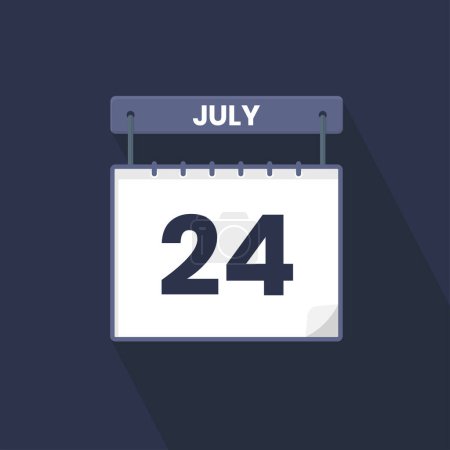 Téléchargez les illustrations : Icône calendrier du 24 juillet. 24 juillet calendrier Date Mois icône vecteur illustrateur - en licence libre de droit