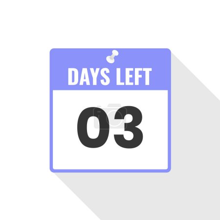 Illustration for 3 Days Left Countdown sales icon. 3 days left to go Promotional banner - Royalty Free Image