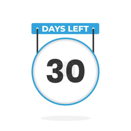 Illustration for 30 Days Left Countdown for sales promotion. 30 days left to go Promotional sales banner - Royalty Free Image