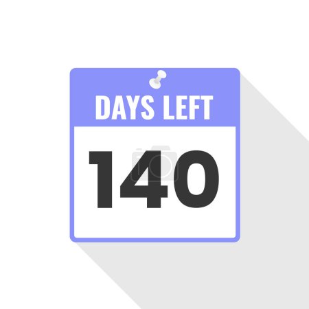 Illustration for 140 Days Left Countdown sales icon. 140 days left to go Promotional banner - Royalty Free Image