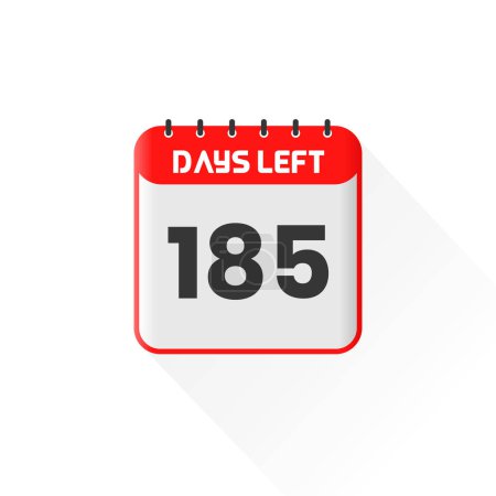 Ilustración de Icono de cuenta atrás 185 Días restantes para la promoción de ventas. Banner promocional de ventas 185 días para llevar - Imagen libre de derechos
