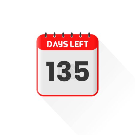Ilustración de Icono de cuenta atrás 135 Days Left para la promoción de ventas. Banner de ventas promocional Quedan 135 días - Imagen libre de derechos