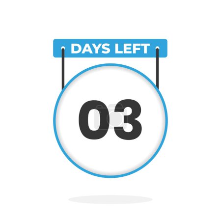 Illustration for 3 Days Left Countdown for sales promotion. 3 days left to go Promotional sales banner - Royalty Free Image