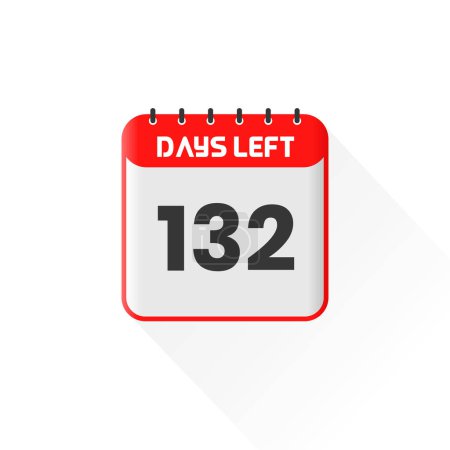 Téléchargez les illustrations : Icône Compte à rebours 132 Jours restants pour la promotion des ventes. Bannière de vente promotionnelle 132 jours restants - en licence libre de droit