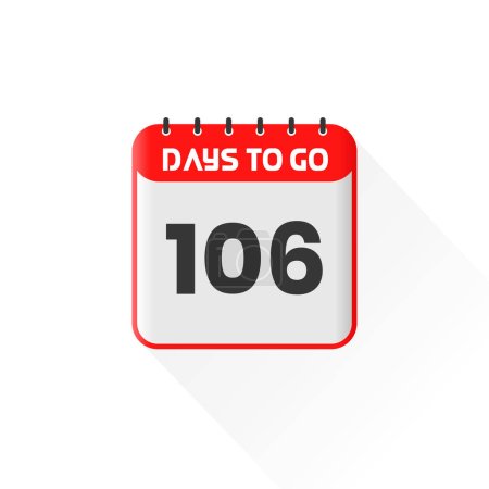 Téléchargez les illustrations : Icône compte à rebours 106 Jours restants pour la promotion des ventes. Bannière de vente promotionnelle 106 jours restants - en licence libre de droit