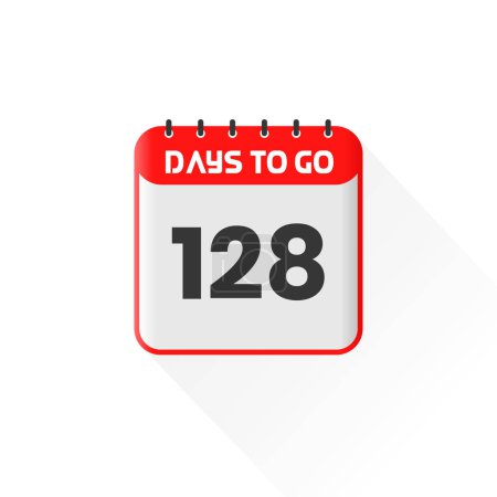 Ilustración de Icono de cuenta atrás 128 días para la promoción de ventas. Banner promocional de ventas 128 días para llevar - Imagen libre de derechos
