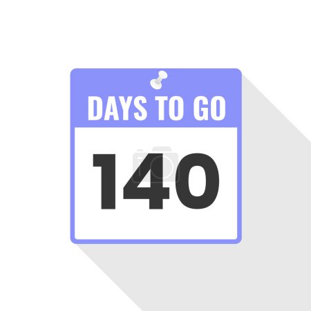 Illustration for 140 Days Left Countdown sales icon. 140 days left to go Promotional banner - Royalty Free Image