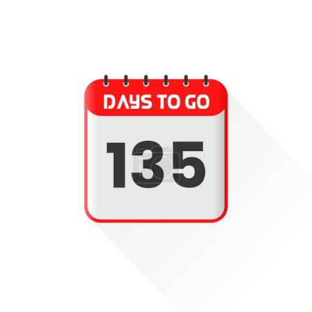 Ilustración de Icono de cuenta atrás 135 Days Left para la promoción de ventas. Banner de ventas promocional Quedan 135 días - Imagen libre de derechos