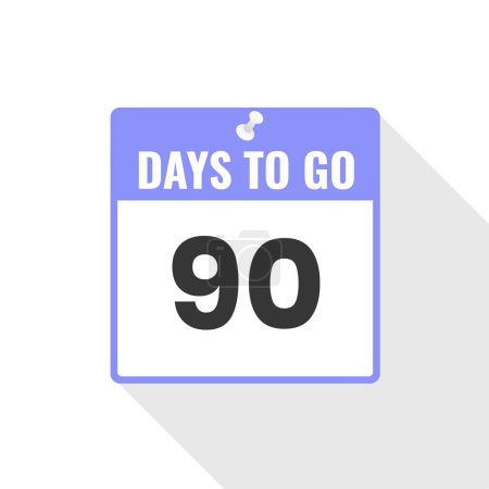 Illustration for 90 Days Left Countdown sales icon. 90 days left to go Promotional banner - Royalty Free Image