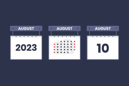 Téléchargez les illustrations : 2023 calendrier design Août 10 icône. Calendrier du 10 août, rendez-vous, concept de date importante. - en licence libre de droit