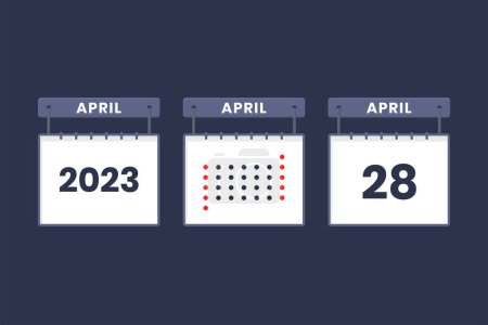 Téléchargez les illustrations : 2023 calendrier design avril 28 icône. 28 Avril calendrier, rendez-vous, concept de date importante. - en licence libre de droit
