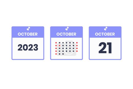 Ilustración de 21 de octubre icono de diseño del calendario. 2023 calendario calendario, cita, fecha importante concepto - Imagen libre de derechos