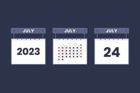 Ilustración de 2023 diseño del calendario 24 de julio icono. Calendario 24 de julio horario, cita, concepto de fecha importante. - Imagen libre de derechos