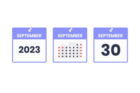 Ilustración de 30 de septiembre icono de diseño del calendario. 2023 calendario calendario, cita, fecha importante concepto - Imagen libre de derechos