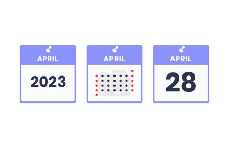 Téléchargez les illustrations : 28 avril icône de conception de calendrier. 2023 calendrier, rendez-vous, concept de date importante - en licence libre de droit
