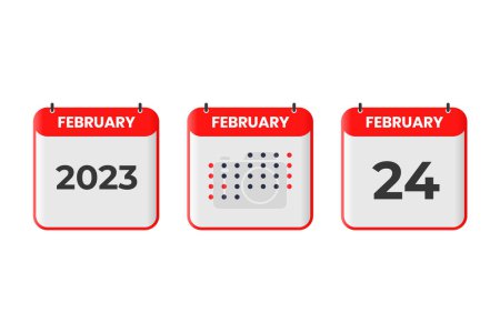 Illustration for February 24 calendar design icon. 2023 calendar schedule, appointment, important date concept - Royalty Free Image
