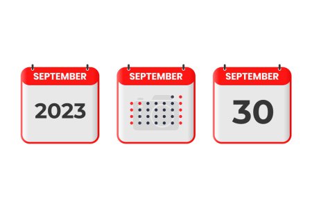 Ilustración de 30 de septiembre icono de diseño del calendario. 2023 calendario calendario, cita, fecha importante concepto - Imagen libre de derechos