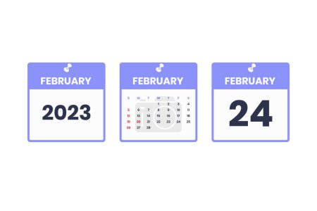 Illustration for February calendar design. February 24 2023 calendar icon for schedule, appointment, important date concept - Royalty Free Image