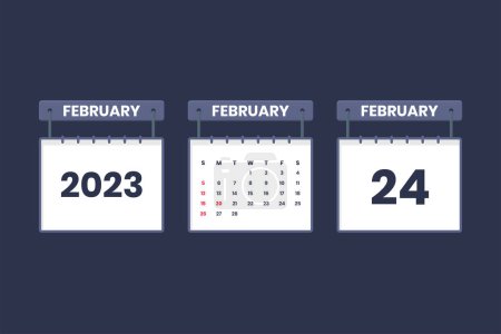 Illustration for 24 February 2023 calendar icon for schedule, appointment, important date concept - Royalty Free Image