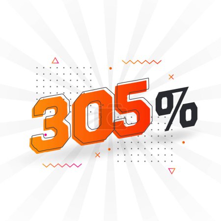 Illustration for 305% discount marketing banner promotion. 305 percent sales promotional design. - Royalty Free Image