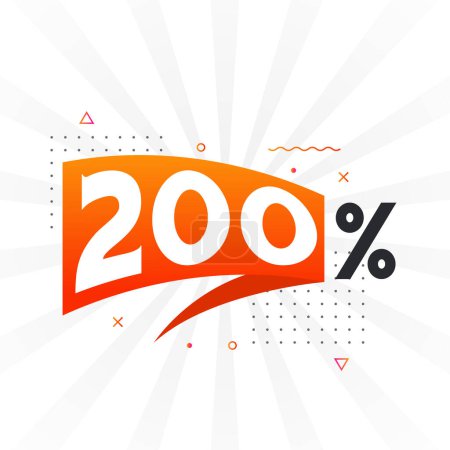 Ilustración de 200% promoción de banner de marketing de descuento. 200 por ciento diseño promocional de ventas. - Imagen libre de derechos
