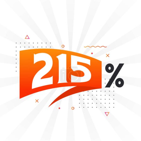 Ilustración de 215% promoción de banner de marketing de descuento. 215 por ciento diseño promocional de ventas. - Imagen libre de derechos