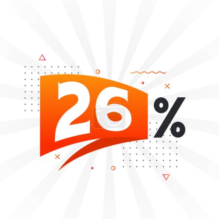 Téléchargez les illustrations : 26 % promotion de bannière de marketing de réduction. 26 pour cent des ventes design promotionnel. - en licence libre de droit