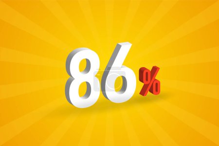 Illustration for 86% discount 3D text for sells and promotion. - Royalty Free Image