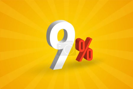 Illustration for 9% discount 3D text for sells and promotion. - Royalty Free Image