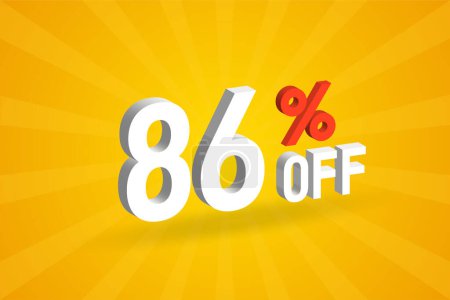 Illustration for 86 Percent off 3D Special promotional campaign design. 86% off 3D Discount Offer for Sale and marketing. - Royalty Free Image