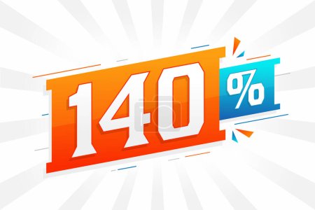 Illustration for 140% discount marketing banner promotion. 140 percent sales promotional design. - Royalty Free Image
