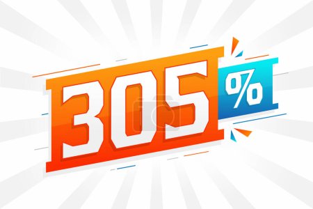 Illustration for 305% discount marketing banner promotion. 305 percent sales promotional design. - Royalty Free Image