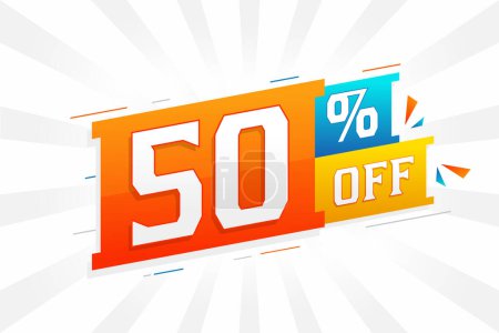 Ilustración de 50 por ciento de descuento en diseño de campaña promocional especial 3D. 50% de Oferta de Descuento 3D para Venta y Marketing. - Imagen libre de derechos