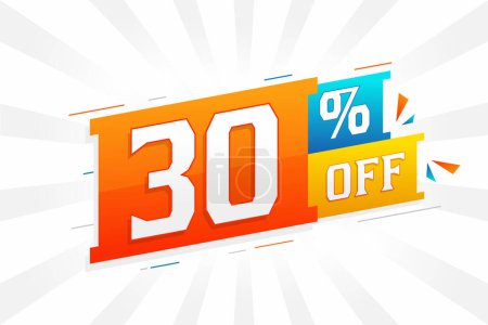 Ilustración de 30 por ciento de descuento en diseño de campaña promocional especial 3D. 30% de Oferta de Descuento 3D para Venta y Marketing. - Imagen libre de derechos