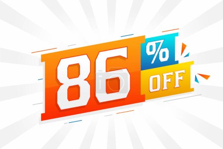 Illustration for 86 Percent off 3D Special promotional campaign design. 86% of 3D Discount Offer for Sale and marketing. - Royalty Free Image