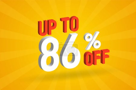 Illustration for Up To 86 Percent off 3D Special promotional campaign design. Upto 86% of 3D Discount Offer for Sale and marketing. - Royalty Free Image