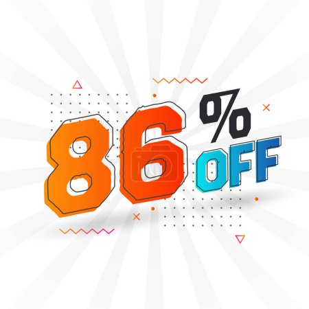Illustration for 86 Percent off 3D Special promotional campaign design. 86% of 3D Discount Offer for Sale and marketing. - Royalty Free Image
