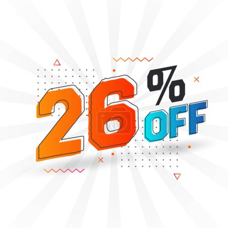 Téléchargez les illustrations : 26 Pour cent hors 3D conception de campagne promotionnelle spéciale. 26 % de remise 3D Offre de vente et de marketing. - en licence libre de droit