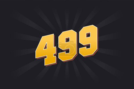 Illustration for Number 499 vector font alphabet. Yellow 499 number with black background - Royalty Free Image