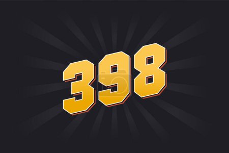 Illustration for Number 398 vector font alphabet. Yellow 398 number with black background - Royalty Free Image